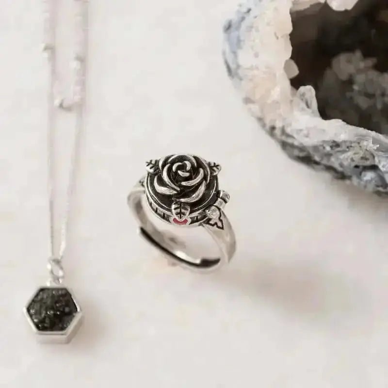 Rose Silver Locket Ring - Mystic Soul Jewelry