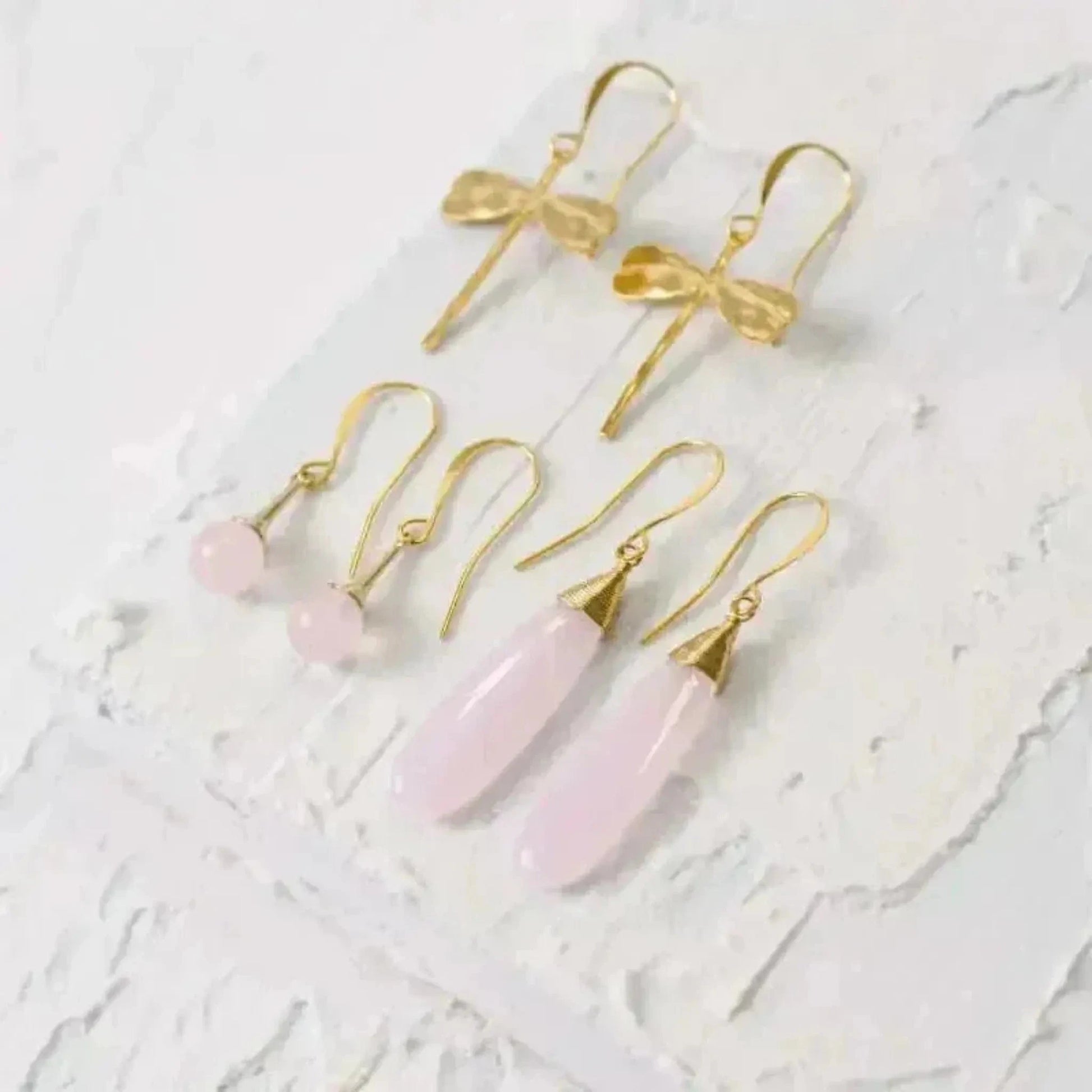 rose quartz statement earrings