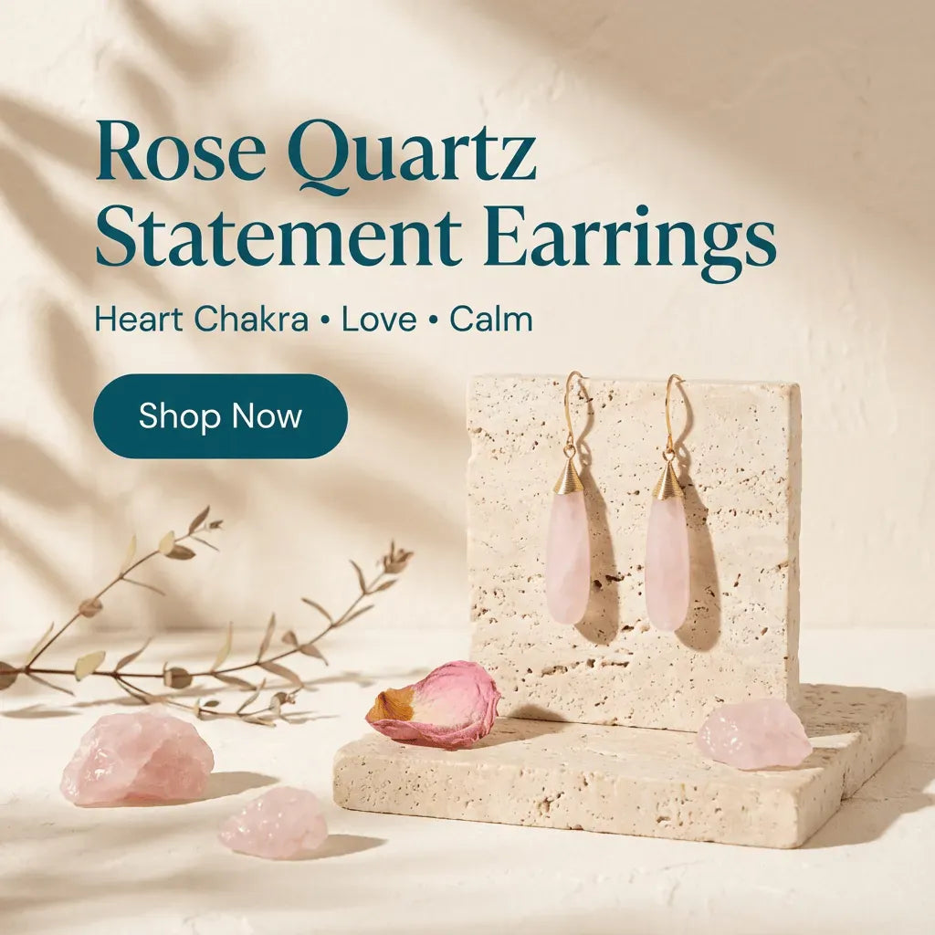 rose quartz long statement earrings rose