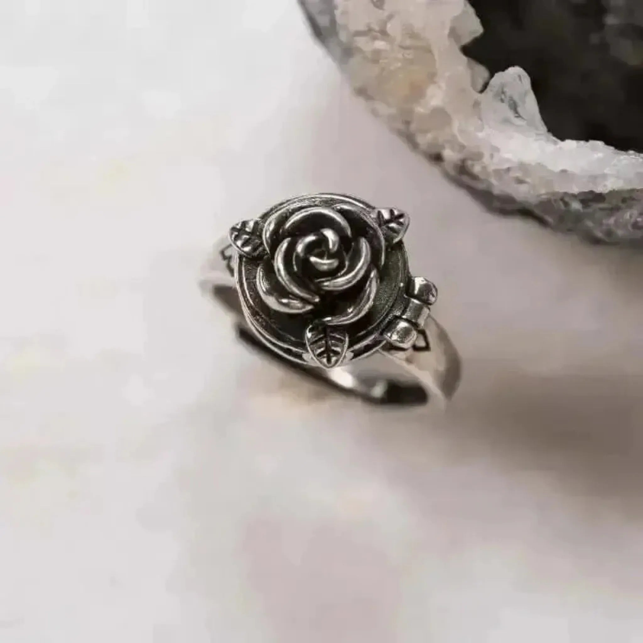 rose hidden locket ring