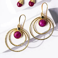 Ruby Multi-Hoop Statement Earrings | July Birthstone Design Mystic Soul Jewelry