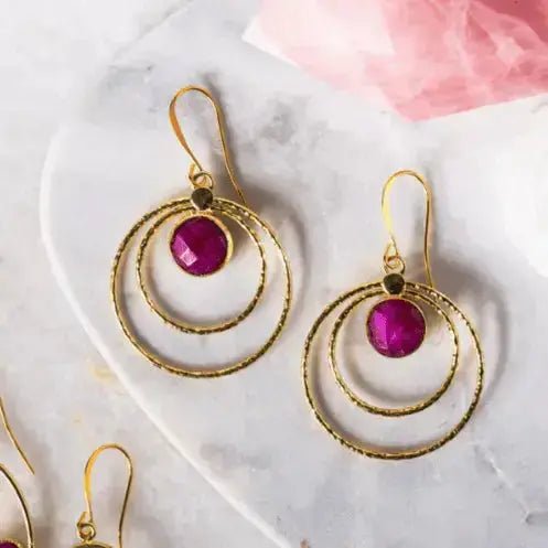 Ruby Multi - Hoop Statement Earrings | July Birthstone Design - Mystic Soul Jewelry