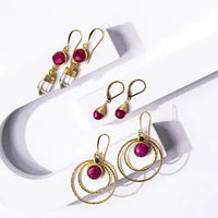 Ruby Multi-Hoop Statement Earrings | July Birthstone Design Mystic Soul Jewelry