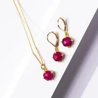 Ruby Necklace & Earring Set | July Birthstone | Detailed Claw Setting - Mystic Soul Jewelry