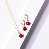 Ruby Necklace & Earring Set | July Birthstone | Detailed Claw Setting - Mystic Soul Jewelry