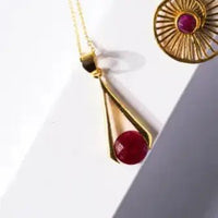 Ruby Teardrop Pendant Necklace | July Birthstone Design - Mystic Soul Jewelry