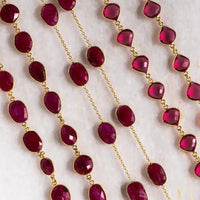 Ruby Red Quartz Luxe Faceted Chain - 30'' Gold - Plated Statement Necklace - Mystic Soul Jewelry