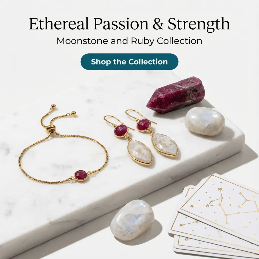 ruby bracelet moonstone earrings gold
