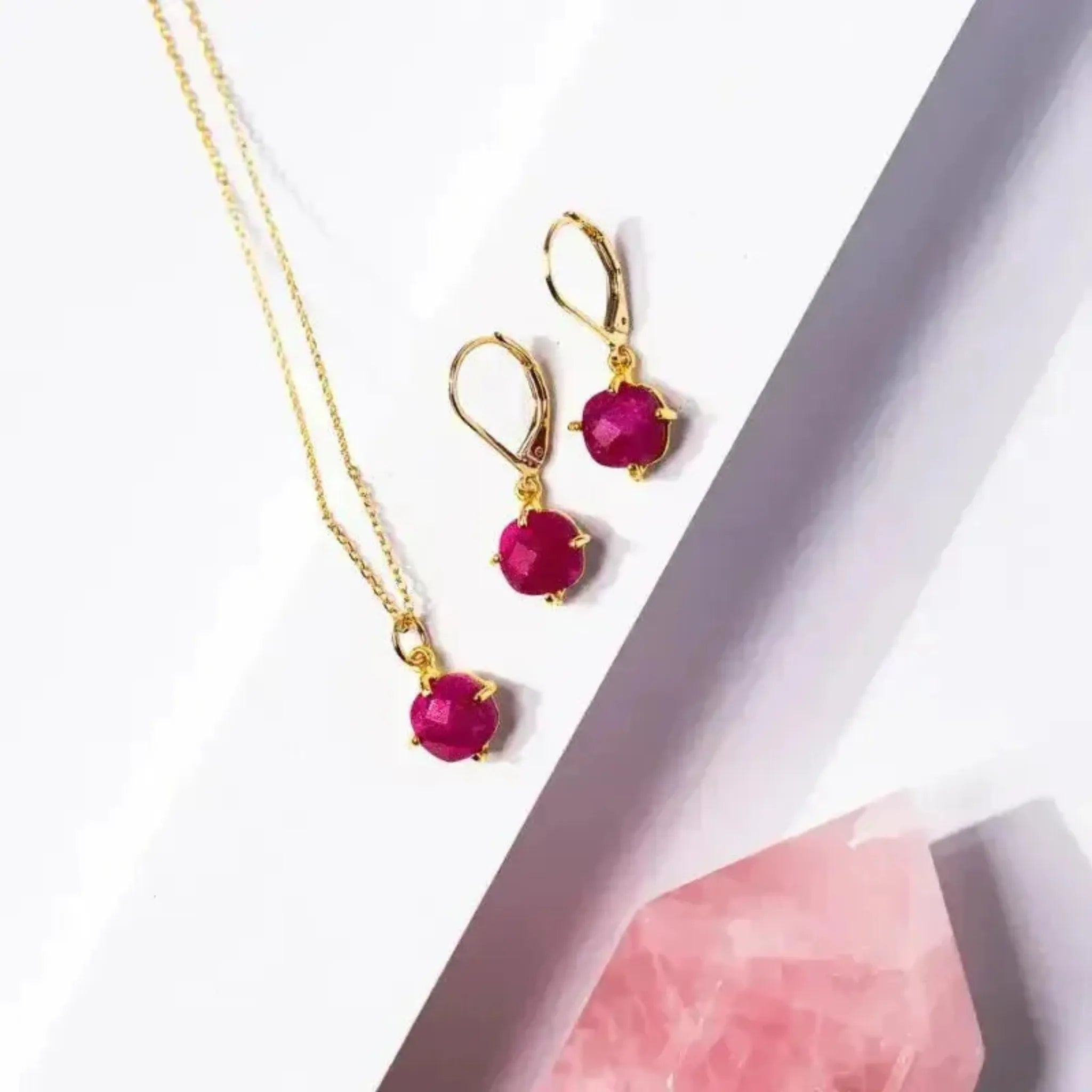 ruby jewelry set earrings necklace