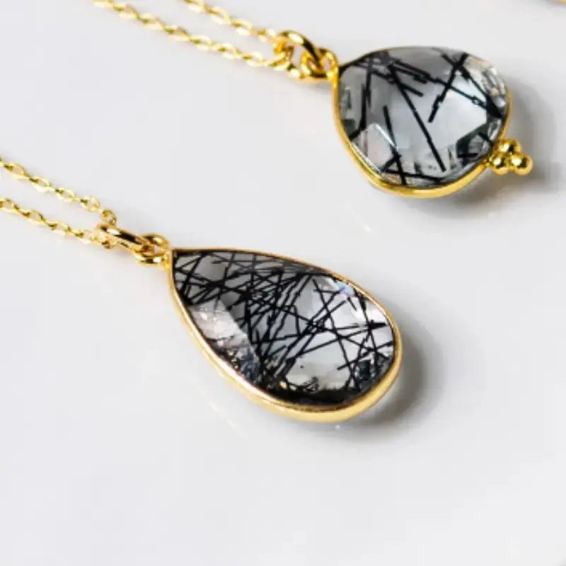 Rutilated Quartz Teardrop Necklace - Mystic Soul Jewelry