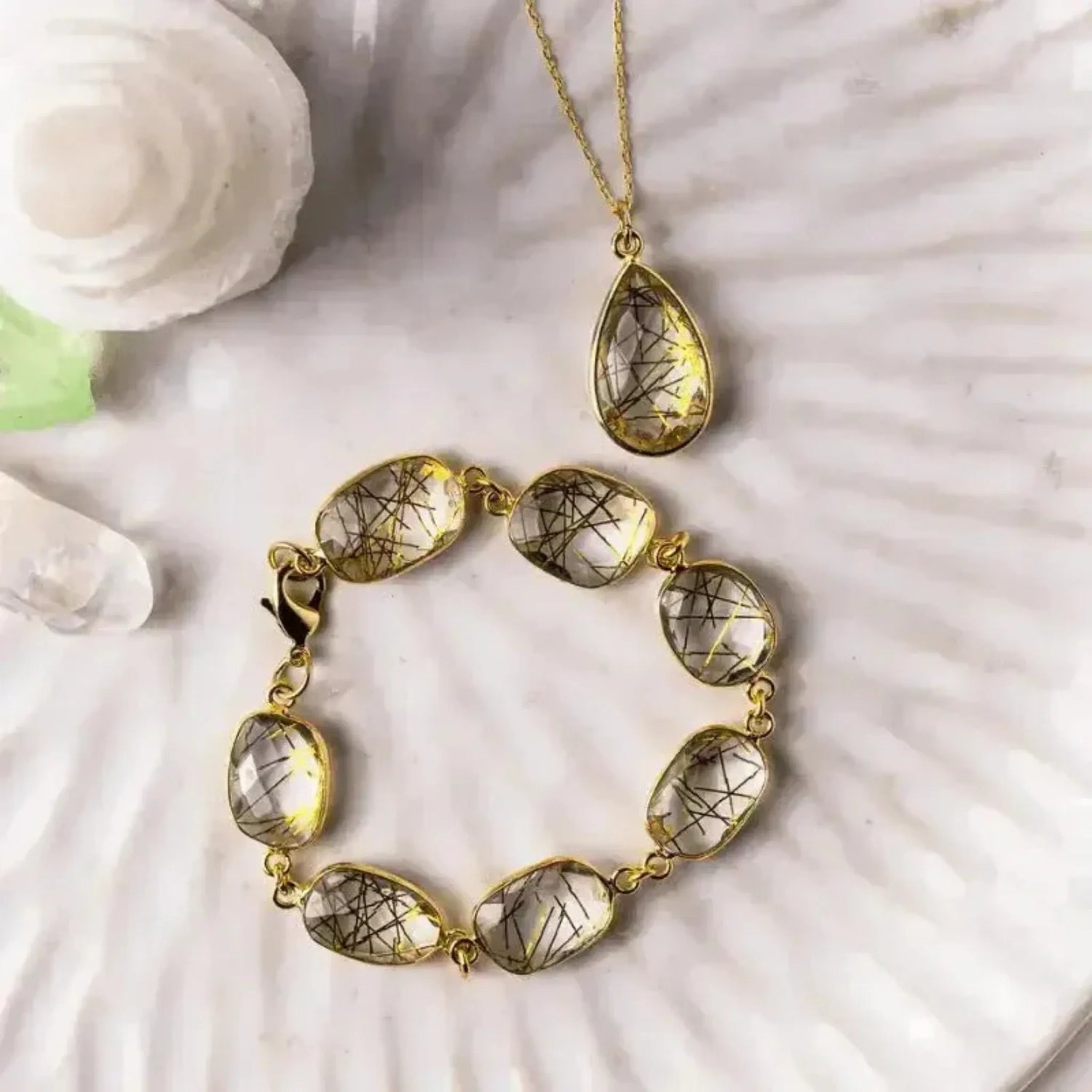 rutilated quartz bracelet necklace