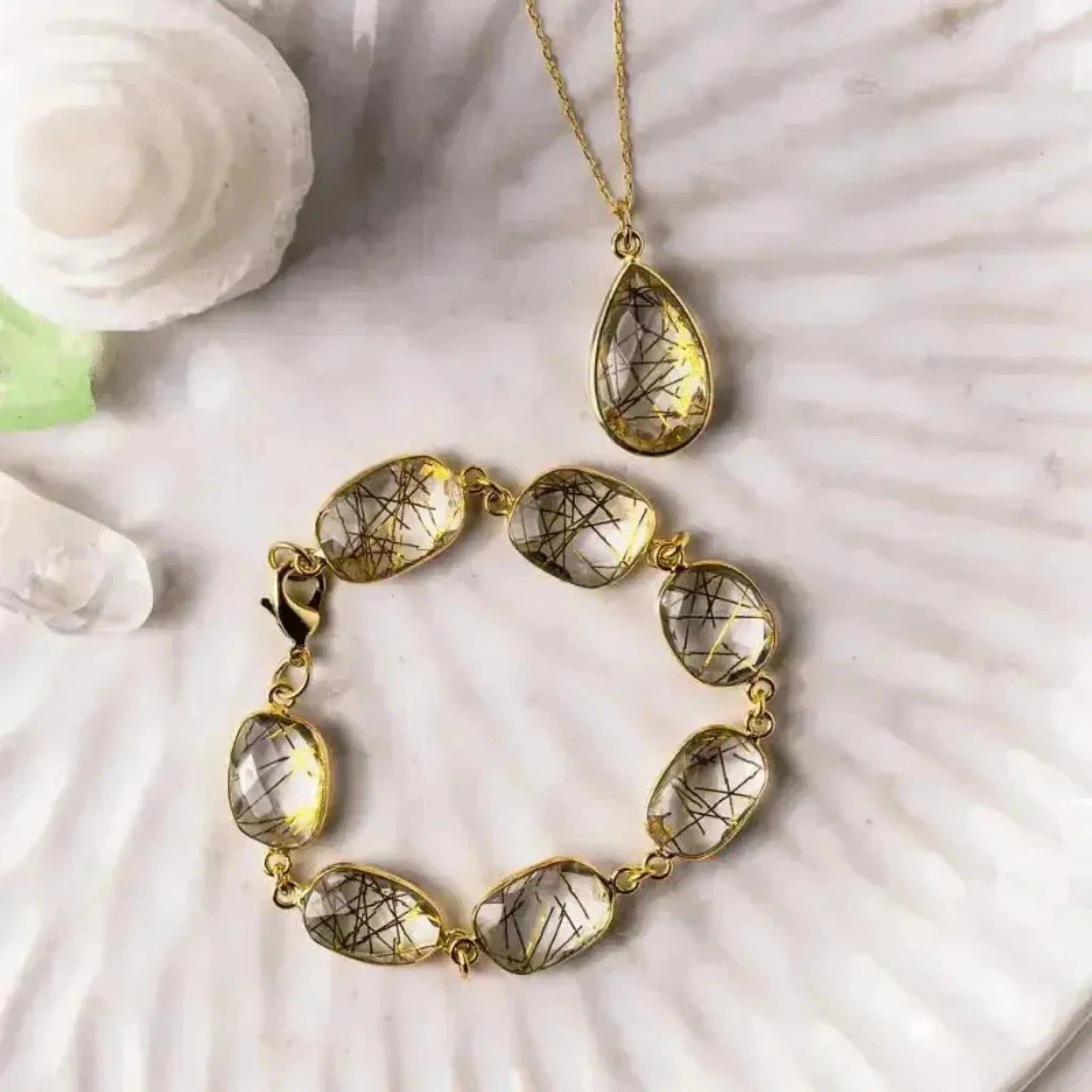 rutilated quartz bracelet necklace