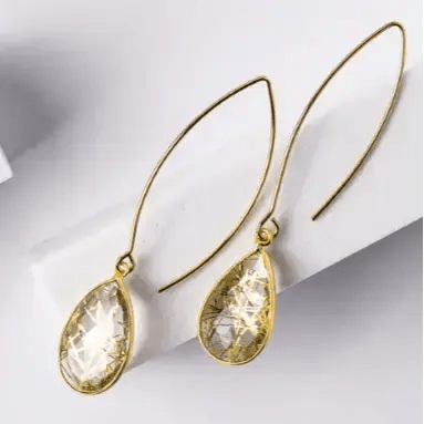 Rutile Quartz Teardrop Earrings | Elegant Statement Jewelry - Mystic Soul Jewelry