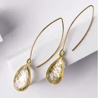 Rutile Quartz Teardrop Earrings | Elegant Statement Jewelry - Mystic Soul Jewelry