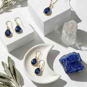 Sapphire blue exquisite necklace and earring set, September birthstone jewelry