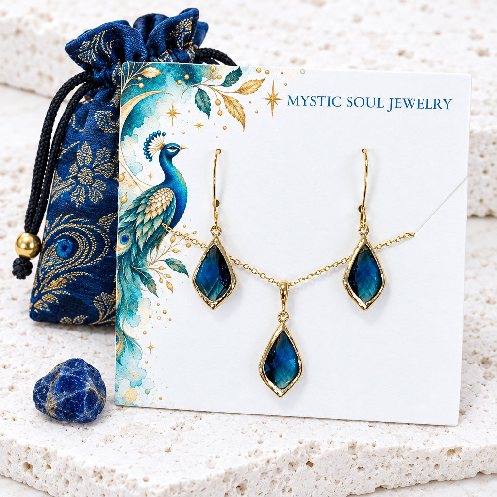 Selene Drop Earrings | Sapphire, Capri, Aqua, Citrine or Opalite Glass | Gold or Silver