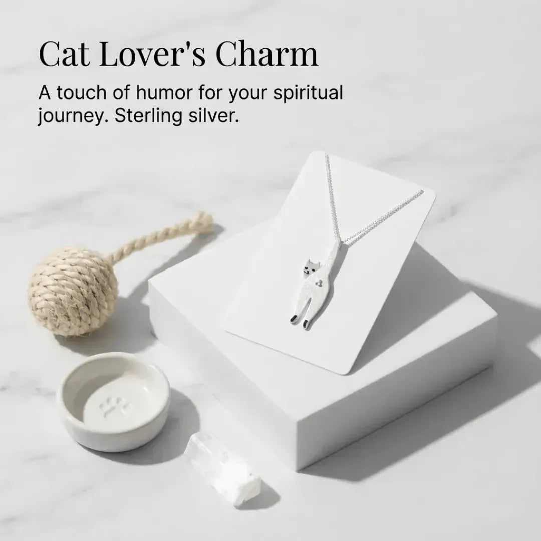 Cat lover's charm with packaging on a light gray background