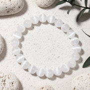 Selenite Crown Chakra stretch bracelet for cleansing and clarity, sourced by Mystic Soul Jewelry