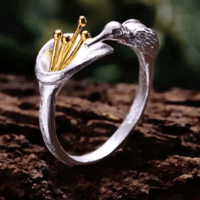 Silver Hummingbird Ring – Handcrafted Fine Jewelry with Natural Design - Mystic Soul Jewelry