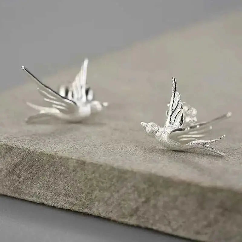 Skybound Swallow Bird Stud Earrings for Graceful Flight-Inspired Style - Mystic Soul Jewelry