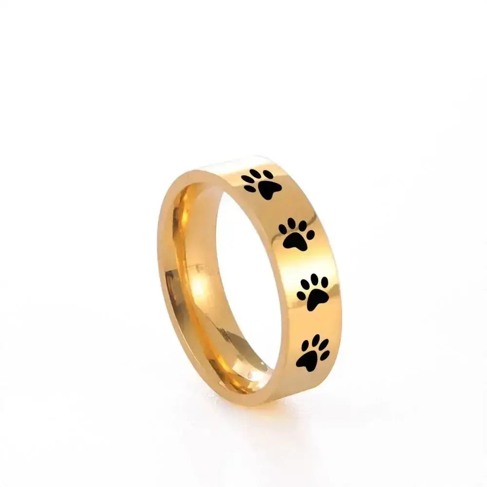 Stainless Steel Paw Print Ring | Waterproof Pet Jewelry | Rescue Collection - Mystic Soul Jewelry