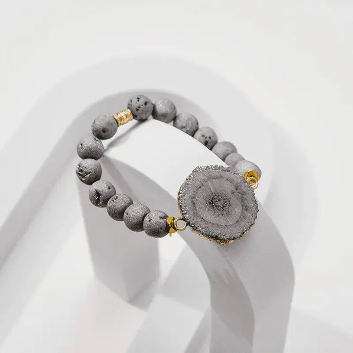 druzy grey starburst bracelet