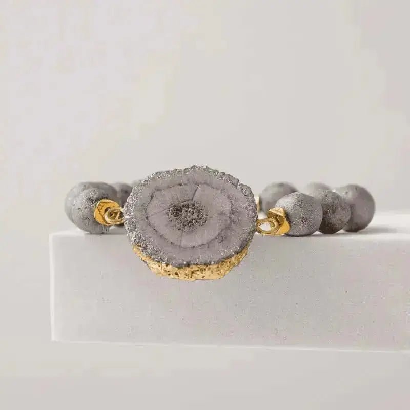 Starburst: Druzy Grey Stretch Bracelet - Mystic Soul Jewelry