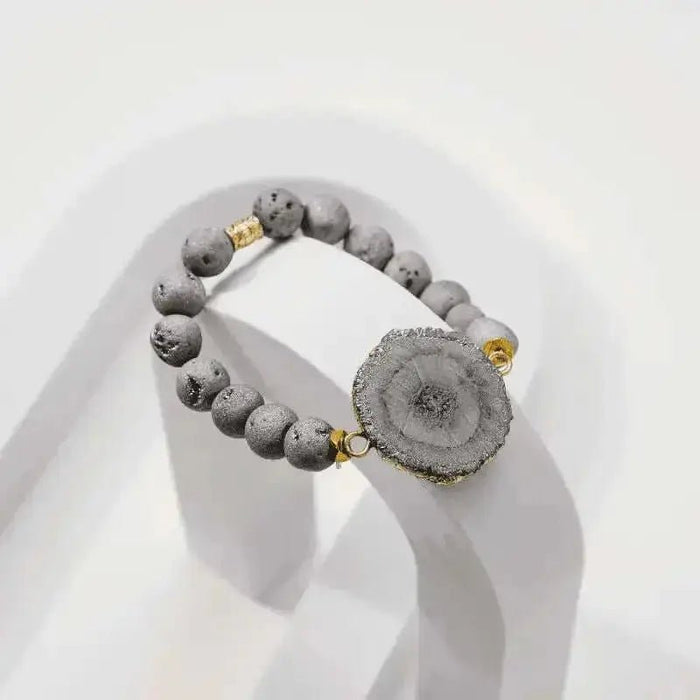 Starburst: Druzy Grey Stretch Bracelet - Mystic Soul Jewelry