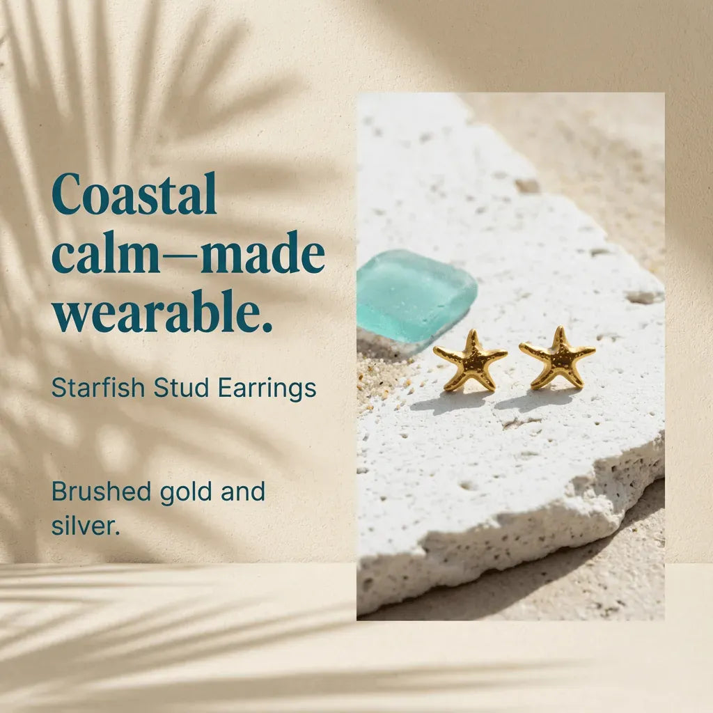 starfish earrings gold costal calm