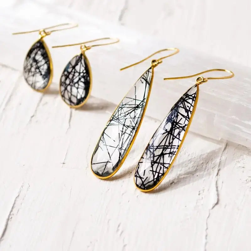 Rutilated Quartz Statement Earrings - Mystic Soul Jewelry