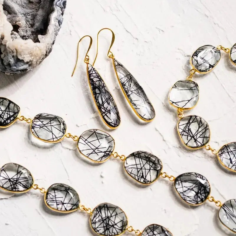 Rutilated Quartz Statement Earrings - Mystic Soul Jewelry