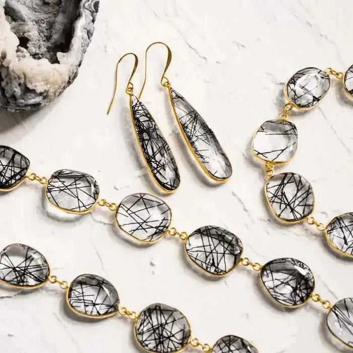 Statement: Rutilated Quartz Gemstone Earrings - Mystic Soul Jewelry