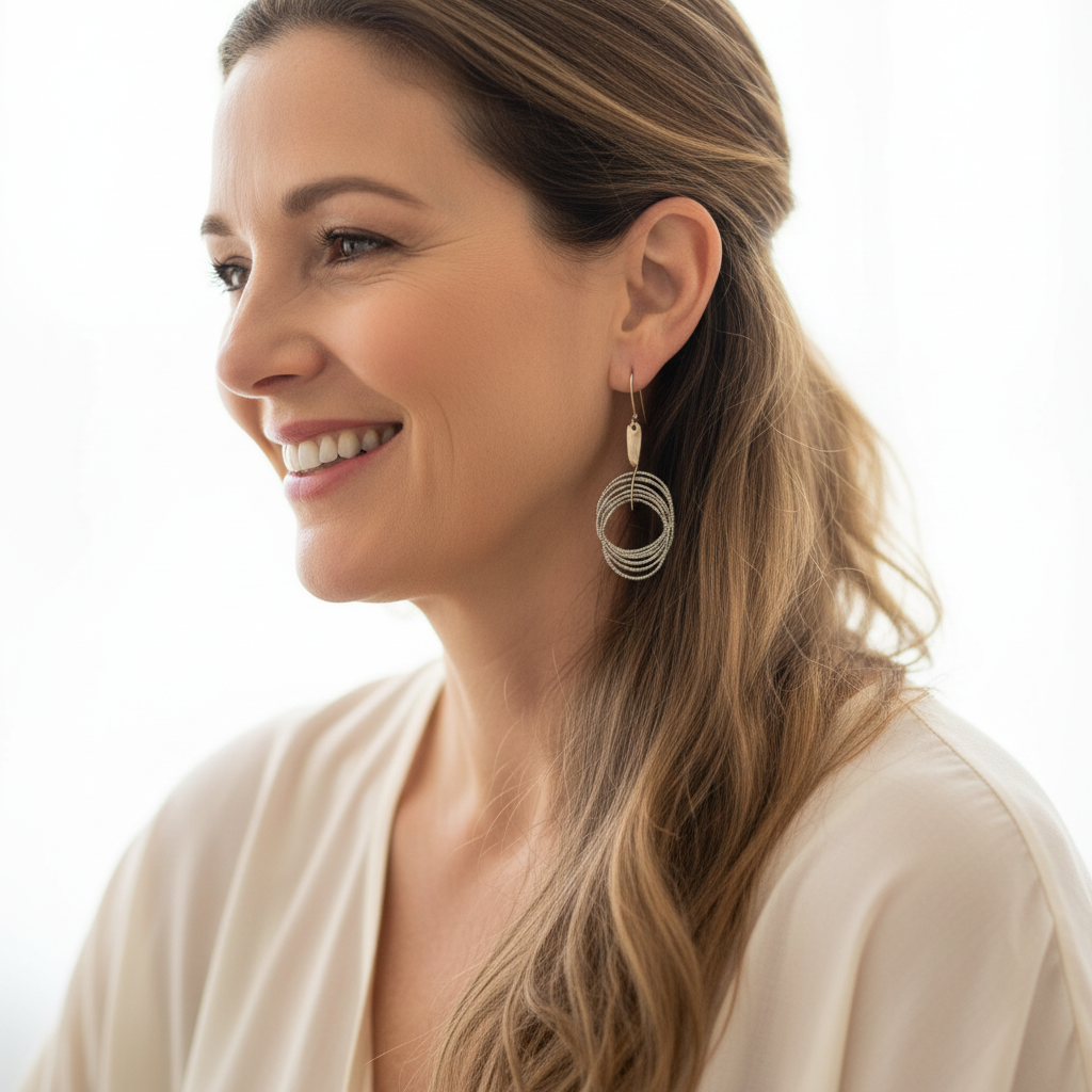 Bold dangle hoop statement earrings in gold and silver plating