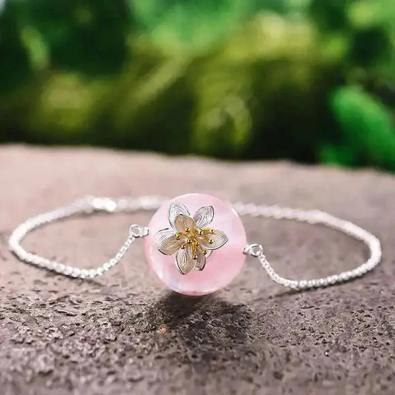 lotus flower rose quartz bracelet