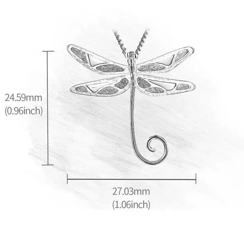 dragonfly spirit sterling silver pendant necklace – handcrafted symbolic necklace