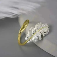 Sterling Silver Feather Ring with Gold Plating for Mixed Metal Elegance - Mystic Soul Jewelry