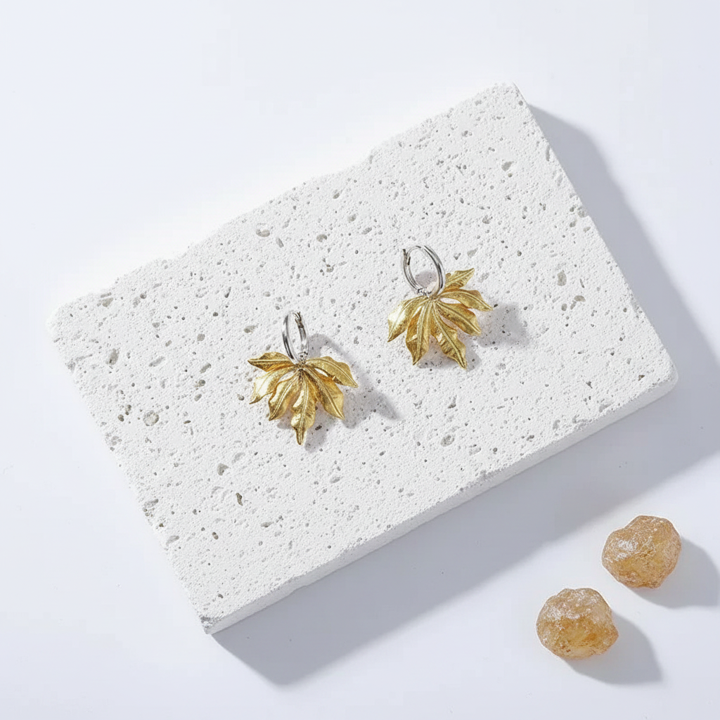 Enchanted Forest Leaf Earrings | Botanical Sterling Silver Gold
