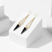 Earring set with text highlighting features on a white background