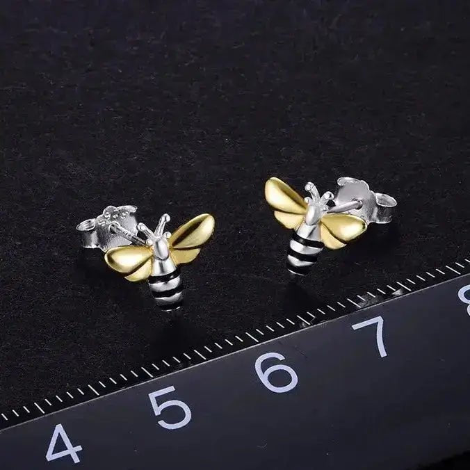 Studs: Honey Bee Earrings Sterling Silver | Bee - inspired Spiritual Jewelry for Nature Lovers - Mystic Soul Jewelry