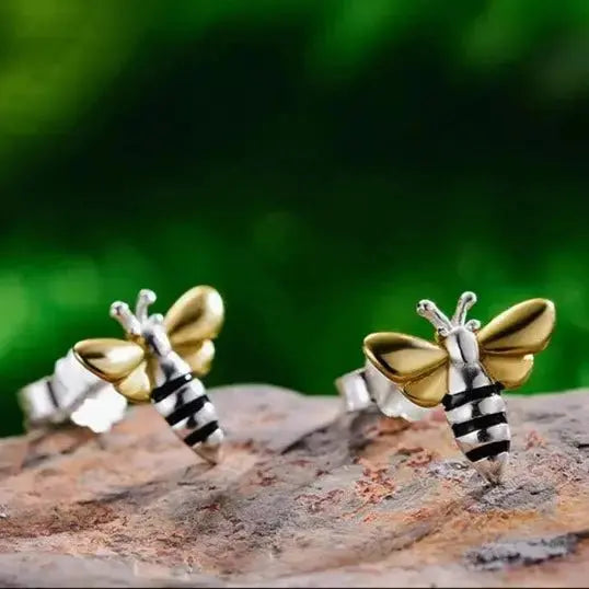 honey bee sterling silver stud earrings