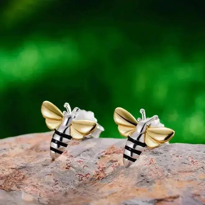 Studs: Honey Bee Earrings Sterling Silver | Bee - inspired Spiritual Jewelry for Nature Lovers - Mystic Soul Jewelry