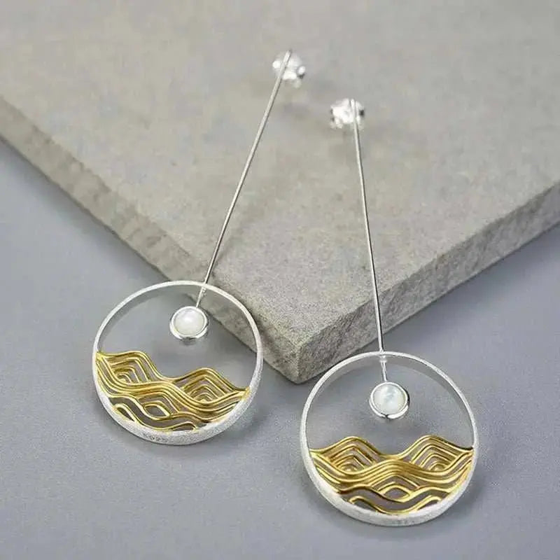 long gold earrings sterling silver