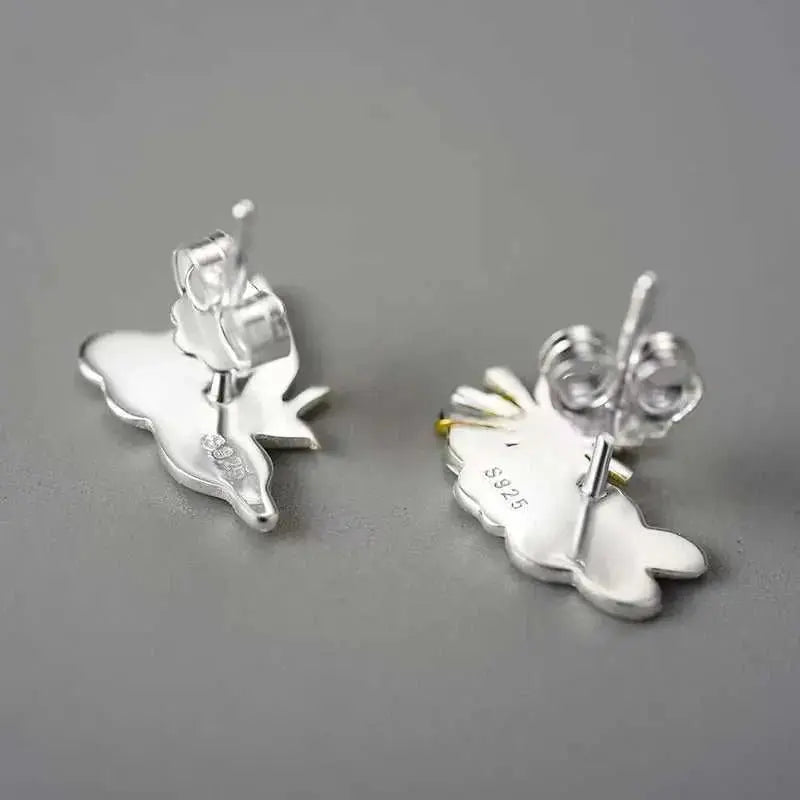 Sunrise Songbird Studs - Asymmetrical 925 Sterling Silver Earrings - Mystic Soul Jewelry