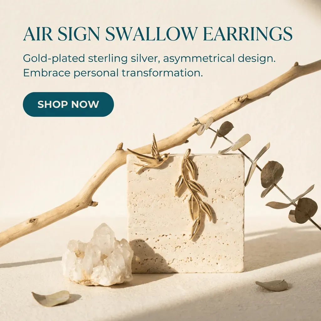 swallow earrings gold studs air sign