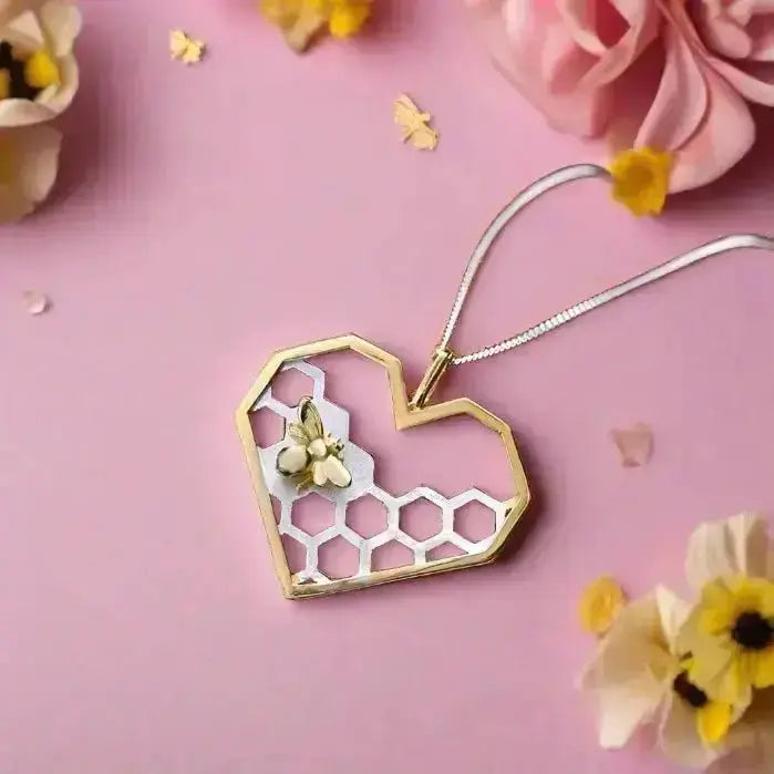 Sweetheart Buzzy Heart and Bee Pendant Necklace - Mystic Soul Jewelry