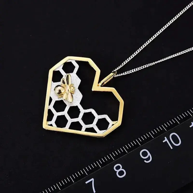 Sweetheart Buzzy Heart and Bee Pendant Necklace - Mystic Soul Jewelry