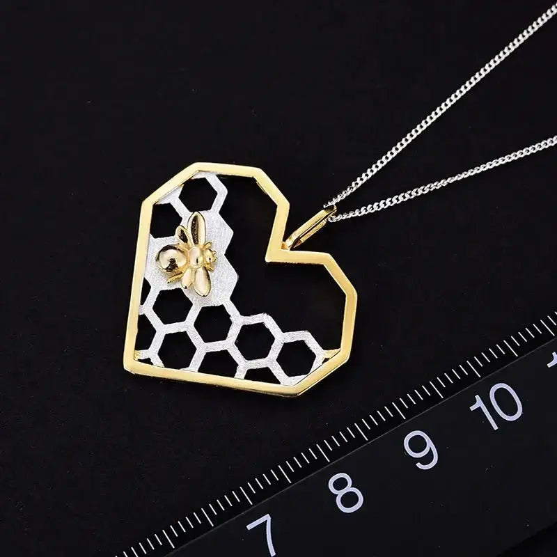 Sweetheart Buzzy 18K Gold Plated Bee Love Heart Pendant Necklace - Mystic Soul Jewelry