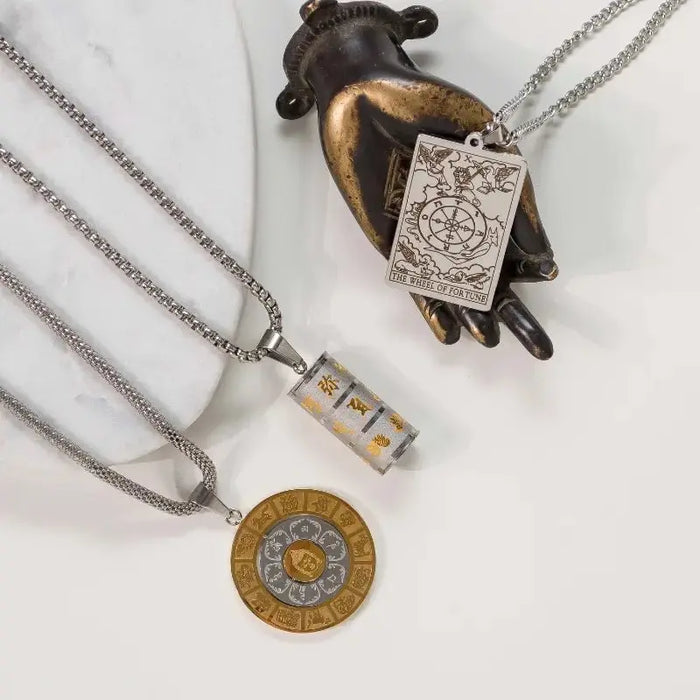 Tarot Card Necklace - The Wheel of Fortune - Mystic Soul Jewelry
