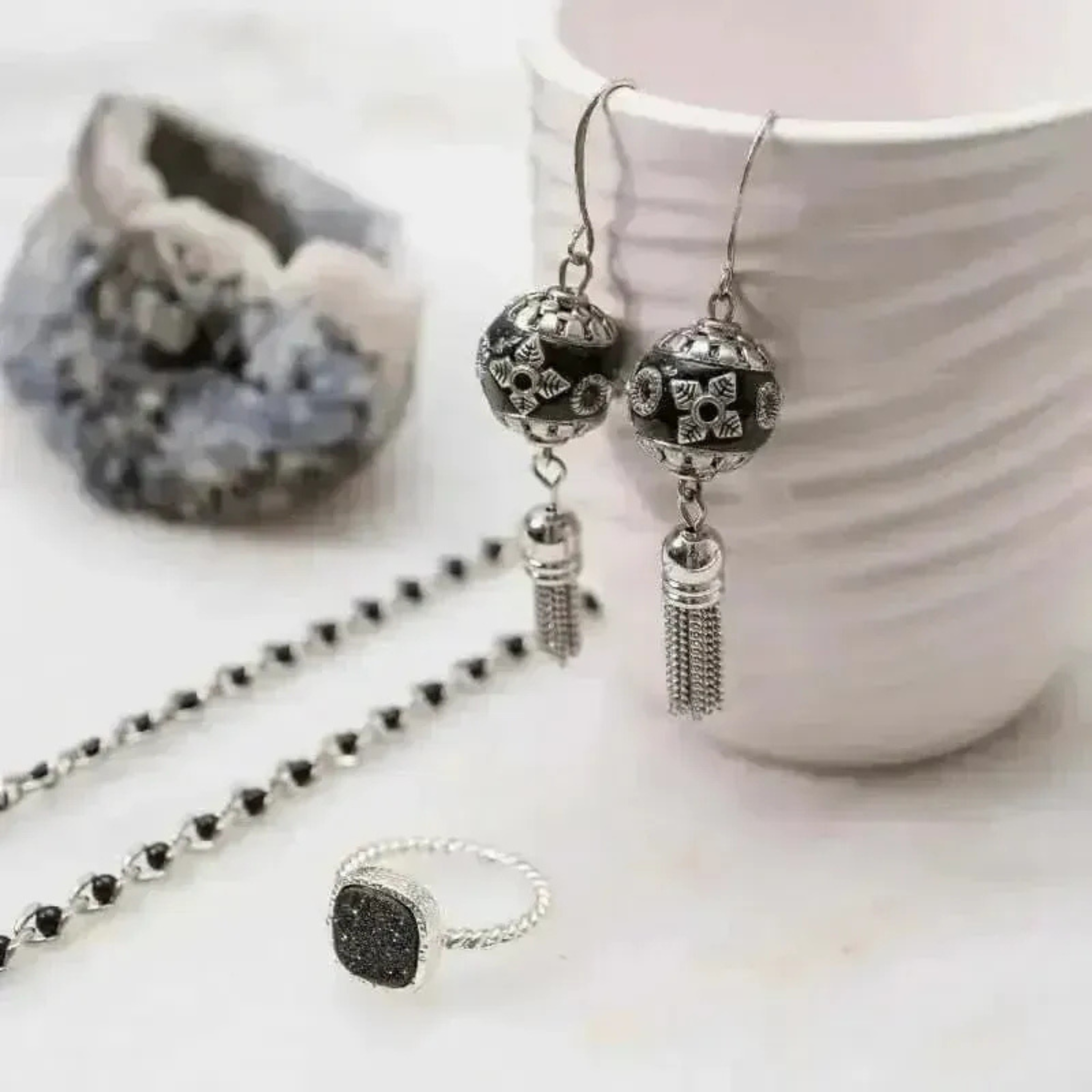 Boho Tassel Bead Earrings | Kashmiri Charm