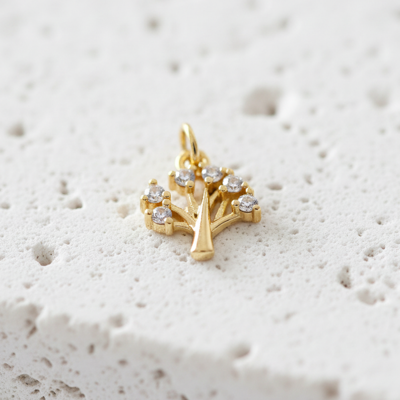 Gold plated tree of life charm for crystal bracelets — symbol of growth and roots